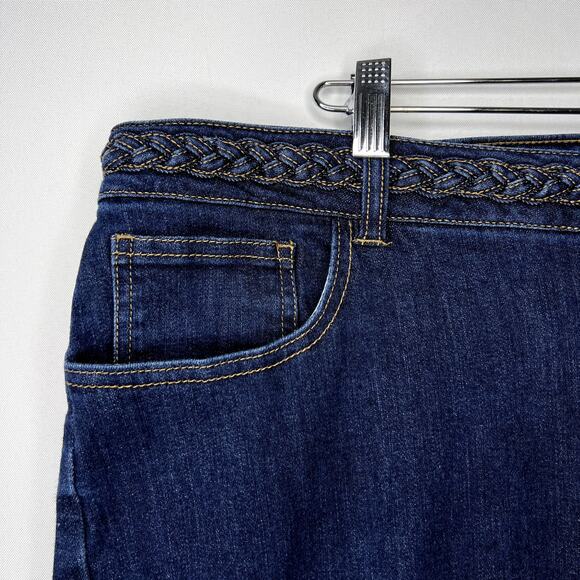 ModCloth Plus Sized Womans Dark Washed Braided Heritage Flared Jeans Size 22W - Picture 6 of 12